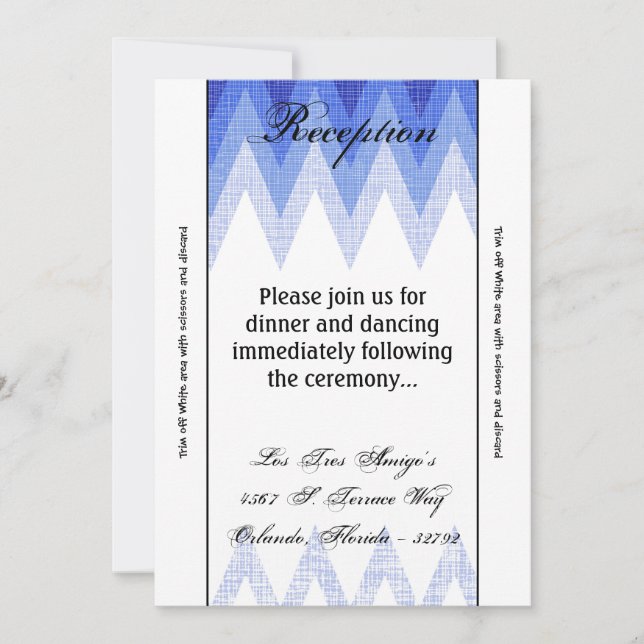 3.12x18 Empfang Card Ombre Zickzack Blue Einladung (Vorderseite)