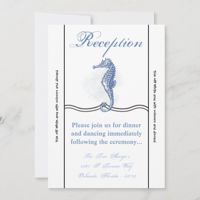3.12x18 Empfang Card Seepferd Ocean Beach Water Einladung (Vorderseite)