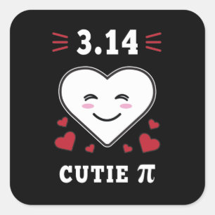 3.14 Herzliche Süsse Pi Funny Math Joke Quadratischer Aufkleber