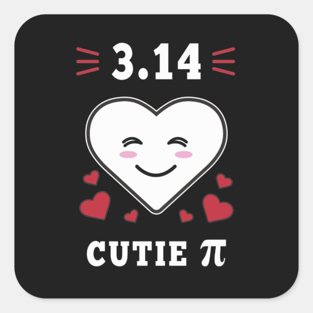 3.14 Herzliche Süsse Pi Funny Math Joke Quadratischer Aufkleber (Vorderseite)