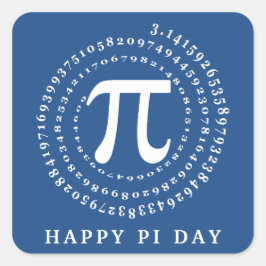 3.14 Nummer Spiral Blue Happy Pi Day Quadratischer Aufkleber