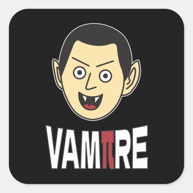 3.14 Vampire Pi Pun Funny Math Joke Quadratischer Aufkleber (Vorderseite)