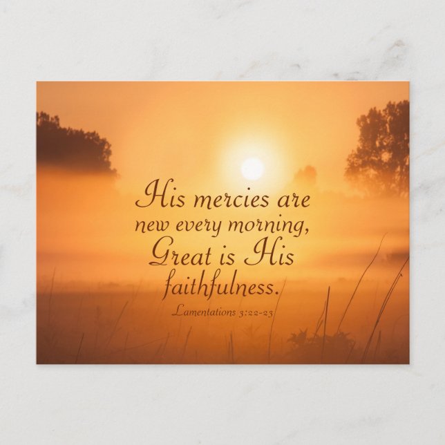 3:22 Seine Gnaden sind neu, Bibelverse Postkarte (Vorderseite)