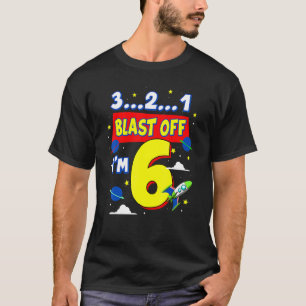 3 2 1 Blast Off Birthday Party liefert 6 Jahre alt T-Shirt