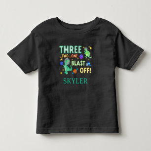 3 2 1 Blast Off Dinosaur Raum 3. Geburtstagsfeier Kleinkind T-shirt