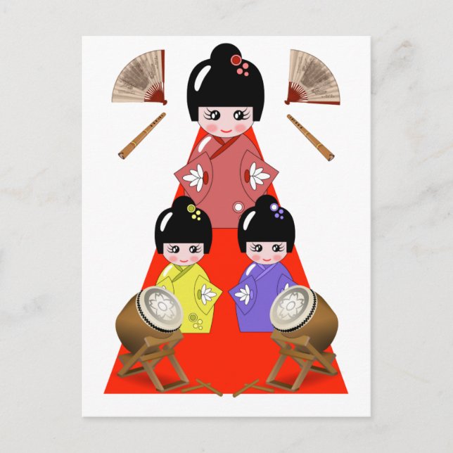 3-3 Hinamatsuri, Girls Day Japanisches Puppfestiva Postkarte (Vorderseite)