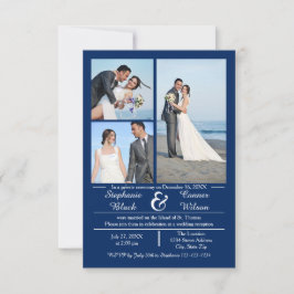 3/4 Fotos Vertikales Blau- 3x5 Hochzeitsankündigun Einladung