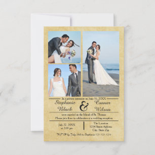 3/4 Photos Vertical Ancien Papier-3x5 Faire-Part d