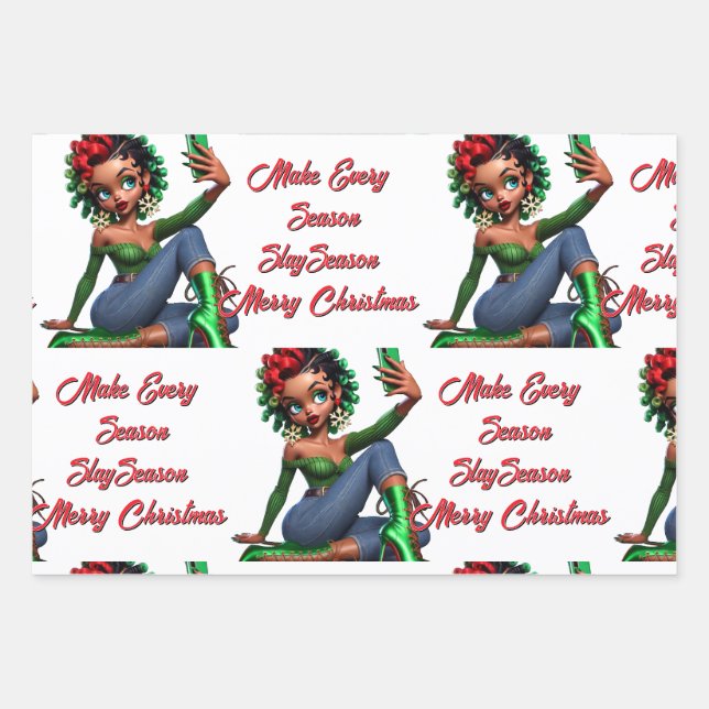 3,5" x 2" Magnetkarte Edgy Weihnachtsgeschenk Geschenkpapier Set (Vorderseite)