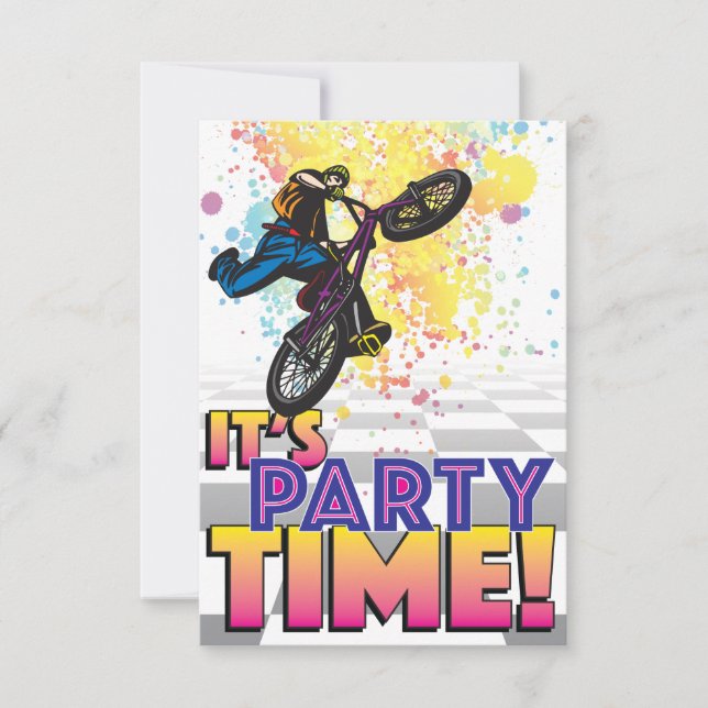 3,5 X 5 BMX Invitation d'anniversaire (Devant)