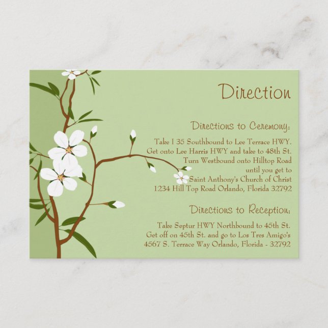 3.5 x 5 Direction Card Dogwood-Blume Begleitkarte (Vorderseite)