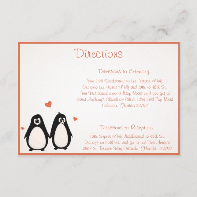 3,5 x 5 Direction Carte Penguin Love (Devant)
