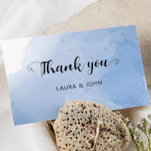 3.5" x 5" Flat Modern Watercolor Blue Thank You
