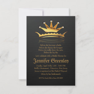3,5" x 5" Gold Royal Queen Crown Einladung