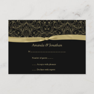 3,5 x 5 Gold Scrolls & Ribbon auf schwarzem UAWG RSVP Karte