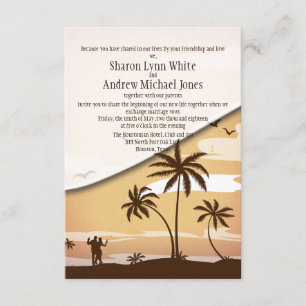 3,5" x 5" Hawaiian Beach Palm Tree Wedding Einladung