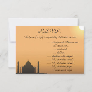 3,5 x 5 R.S.V.P Antwortkarte Taj Mahal Sunset Oran Einladung