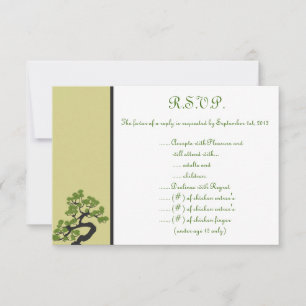 3,5 x 5 R.S.V.P Carte de réponse Japonais Green Bo