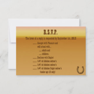 3,5 x 5 R.S.V.P Carte de réponse Wagon Wheel/Horse