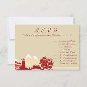 3,5 x 5 R.S.V.P Reply Card Snowcap Mtnies Asian Ga Einladung