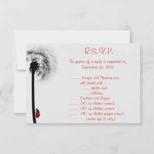 3,5 x 5 R.S.V.P Reverse Card Lady Bug on Dandelion Einladung