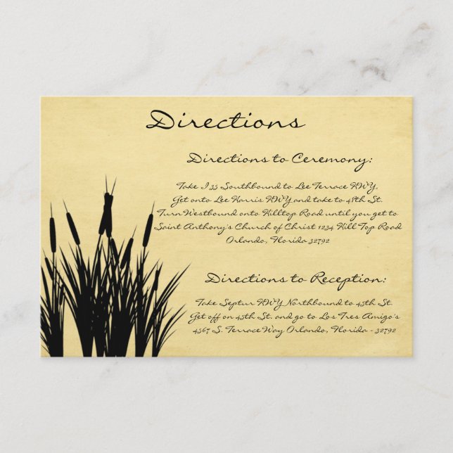3.5 x 5 Richtungskarte Cattail/Dragonfly Silhouett Begleitkarte (Vorderseite)