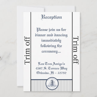 3,5 x 7 Empfang Blaues Seepferd Streifen Einladung