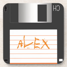 3,5-Zoll-Disketten mit Label für griechische Nerd Untersetzer