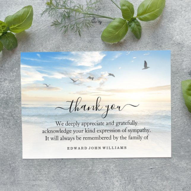 3.5x5 Beerdigung Vielen Dank Ihr Hinweis Kummer Be Dankeskarte (Beach Sympathy Thank You Card)