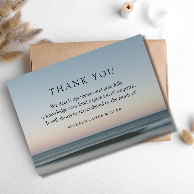 3.5x5 Beerdigung Vielen Dank Notiz Trauer Ozean Dankeskarte (Beach Sympathy Thank You Card)