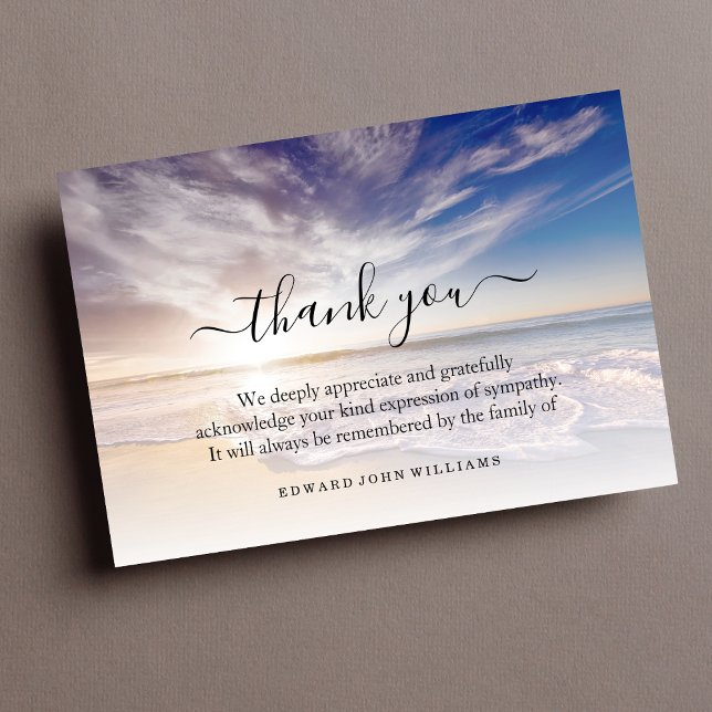 3.5x5 Beerdigung Vielen Dank Notiz Trauer Ozean Dankeskarte (Beach Sympathy Thank You Card)