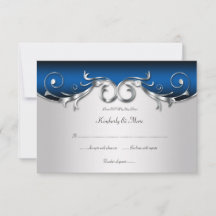 3,5x5 Élégant Bleu et Argent RSVP