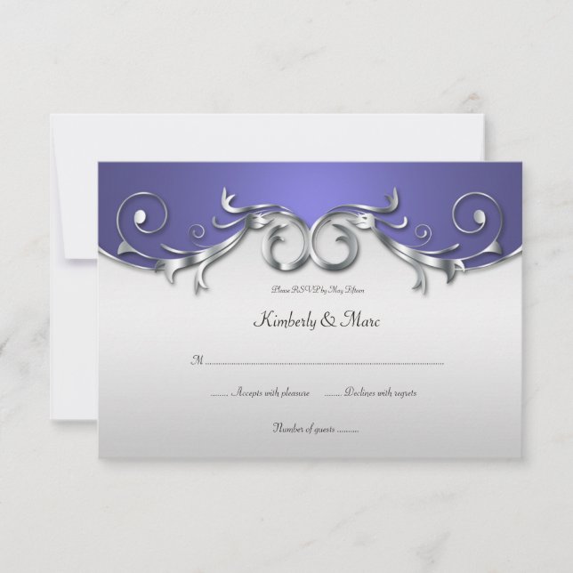 3.5x5 Elegante Lila und Silber-UAWG RSVP Karte (Vorderseite)