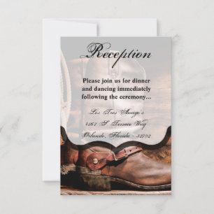 3.5x5 Empfang Card Cowboy Boots Barnholz Rustikal Einladung