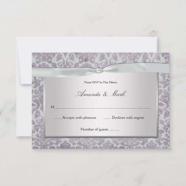 3.5x5 Lavande Argent Grunge Damassé RSVP (Devant)