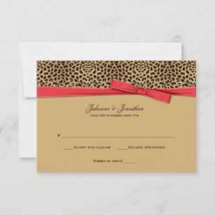 3,5x5 Leopardenmuster KÜNSTLICHES rotes Band RSVP Einladung