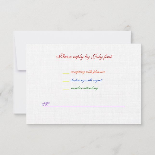 3,5x5 Mariage gay Rainbow LGBT Pride Linen RSVP (Devant)