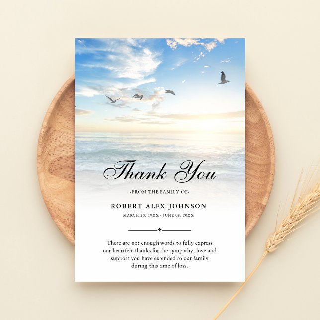 3.5x5 Merci Beach - Sympathie photo (Beach Sympathy Thank You Card)