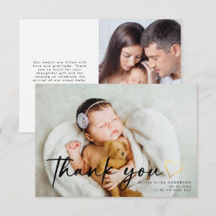 3.5x5 Neues Baby Foto Gold Heft Vielen Dank Dankeskarte