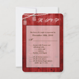 3.5x5 R.S.V.P. Card Mason Jar String Lights Wood Einladung