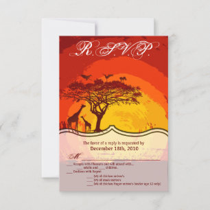 3.5x5 R.S.V.P.-Karte Afrikanische Safari Giraffe S Einladung