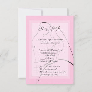 3,5x5 R.S.V.P.-Karte Bride & Groom Pink Einladung
