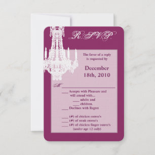 3,5x5 R.S.V.P.-Karte Crystal Chandelier Glitz Glam Einladung