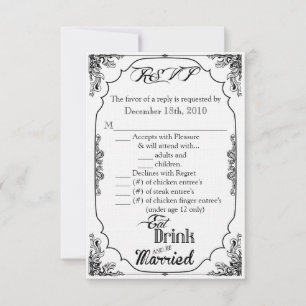 3,5x5 R.S.V.P.-Karte Essen Getränke Verheiratet We Einladung