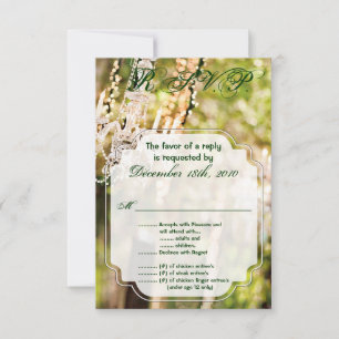 3,5x5 R.S.V.P.-Karte Hochzeit-Kronleuchter in Eich Einladung