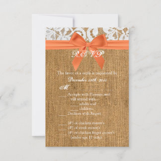 3,5x5 R.S.V.P.-Karte Orange Burlap Lace Einladung