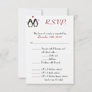 3,5x5 R.S.V.P.-Karte Pinguin-Liebe-Paar RSVP Karte
