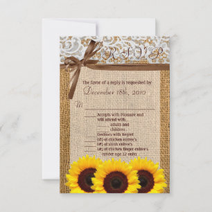 3,5x5 R.S.V.P.-Karte Sonnenblume Spitze Jute Landh Einladung