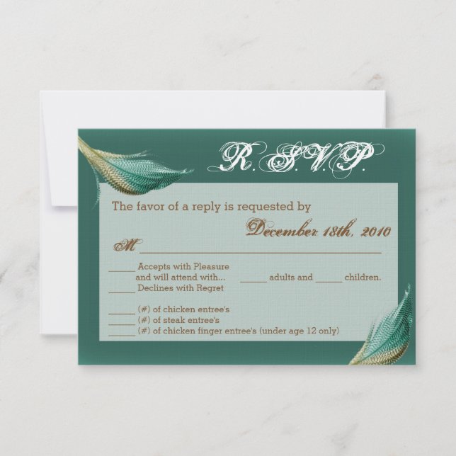 3.5x5 R.S.V.P.-Karte Tierquaille Feather Bird Mono Einladung (Vorderseite)