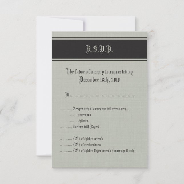 3.5x5 R.S.V.P. Kartenschwarze Krawatte RSVP Karte (Vorderseite)